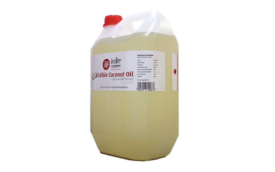 Indic Wisdom Edible Coconut Oil Virgin & Cold Pressed   Plastic Container  5 litre